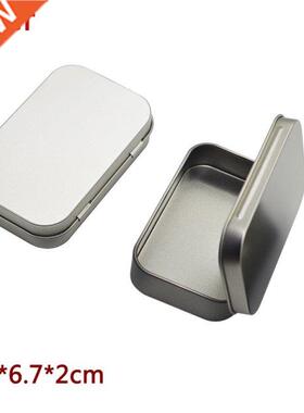 Storage Kit Tin Hinged Silver Small Empty Plain Metal Storag