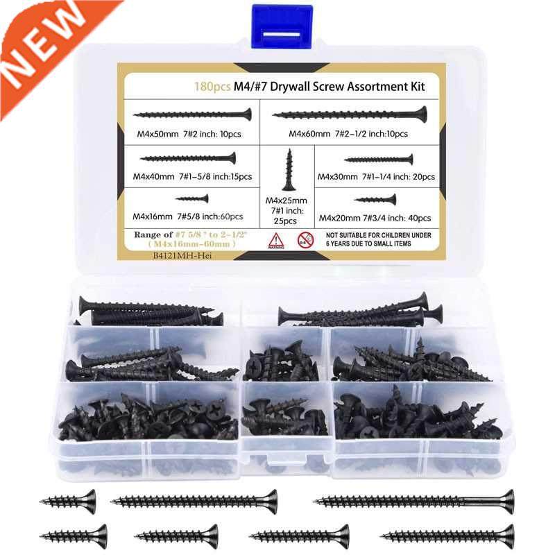 180PCS M4 Black Cross Countersunk Flat Head Tapping Screws H