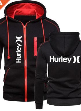 Men's Hurley Print Hoodie Spring Fall Sport Zipper Hoodies M