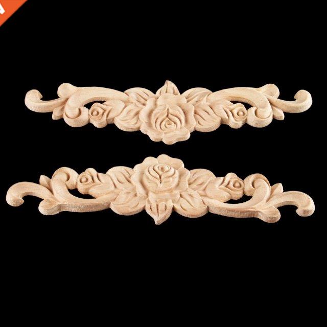 1Pc 20*5cm Woodcarving Decal Corner Long Onlay Applique Unpa