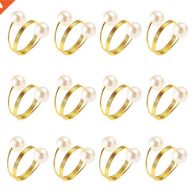 12Pcs Pearl Napkn Rng Hotel Home Napkn Buckle Holder For