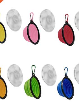 Collapsible Pet Cat Dog Bowl with Lid Silicone Food Water Tr