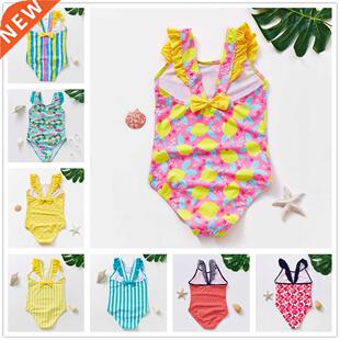 1-11Year Girls swimwear one piece Girls swimsuit Ruffle Styl