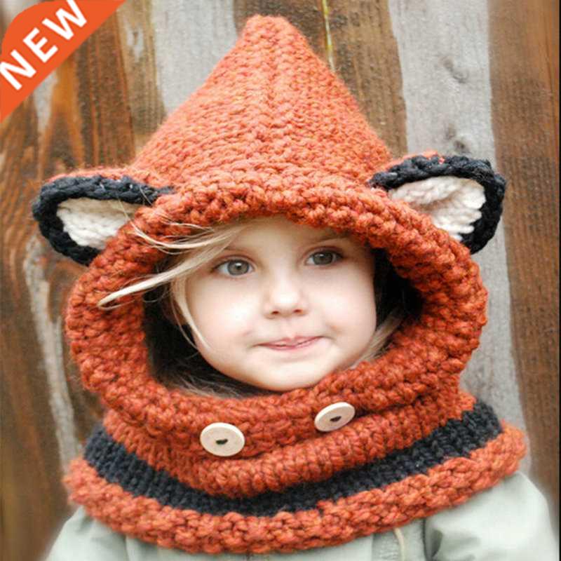 Fox Hat Autumn And Winter Children	s Wo Knitted Hat Hand