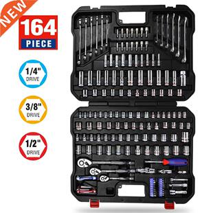 WORKPRO 5-164PC Wrench and Socket Tool Set Mechanic Tool Se