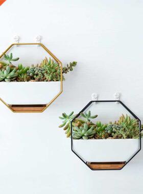 Nordic style Metal Rack White Ceramic Vase Planter Pot Octag