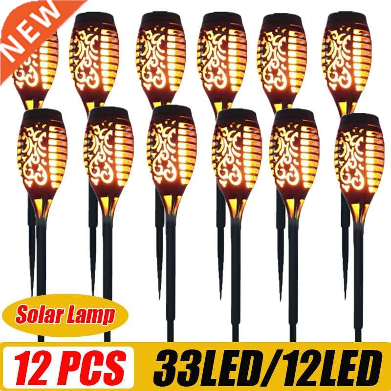 12LED LED Solar Flame Torch Lights Outdoor Flickering Wate