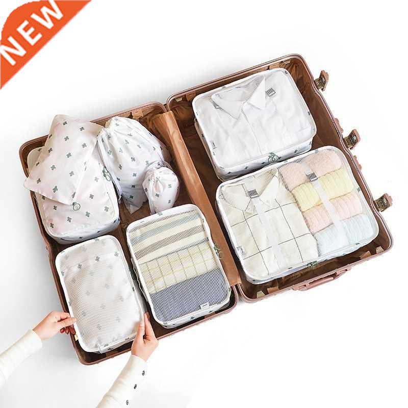 8 Pcs Set Packing Cube Bag Travel Kit Organizer Clothes Mesh