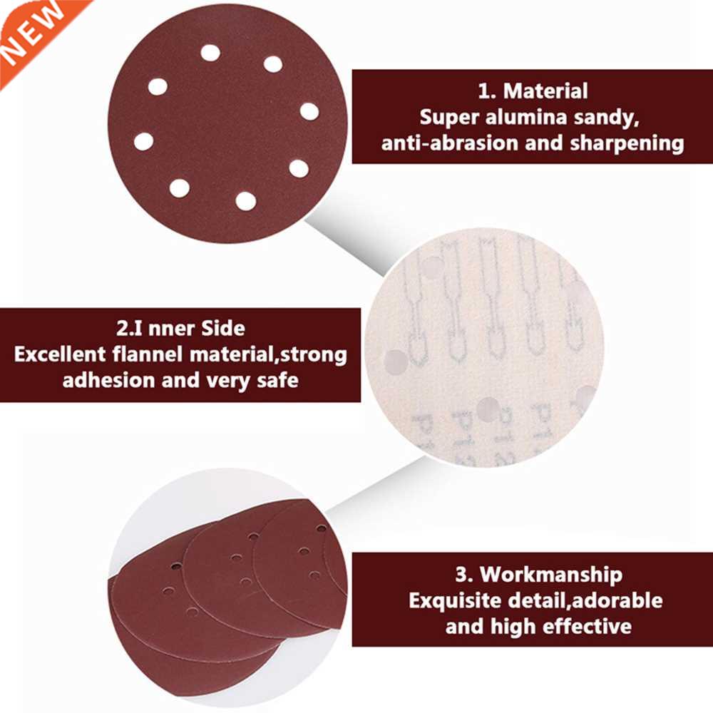 10Pcs 5 Inch 125mm Round Sandpaper Eight Hole Disk Sand Shee