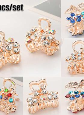 Set of 10pcs Bowknot Design Metal Mini Jaw Clip With Rhinest