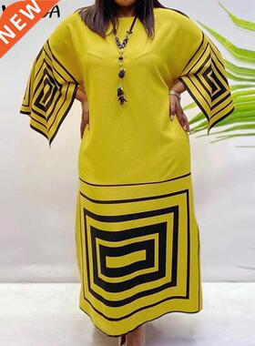 VONDA Women Bohemian Dress 2022 Casual Loose /4 Sleeve Holi