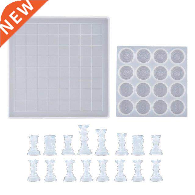 18 Pcs  Epoxy Chess Silicone Mold Classic Checkers Board
