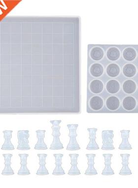 18 Pcs  Epoxy Chess Silicone Mold Classic Checkers Board