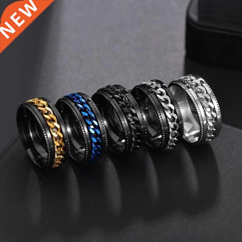 Rotate Rotating Anxiety Fidget rings Titanium Stainless Stee