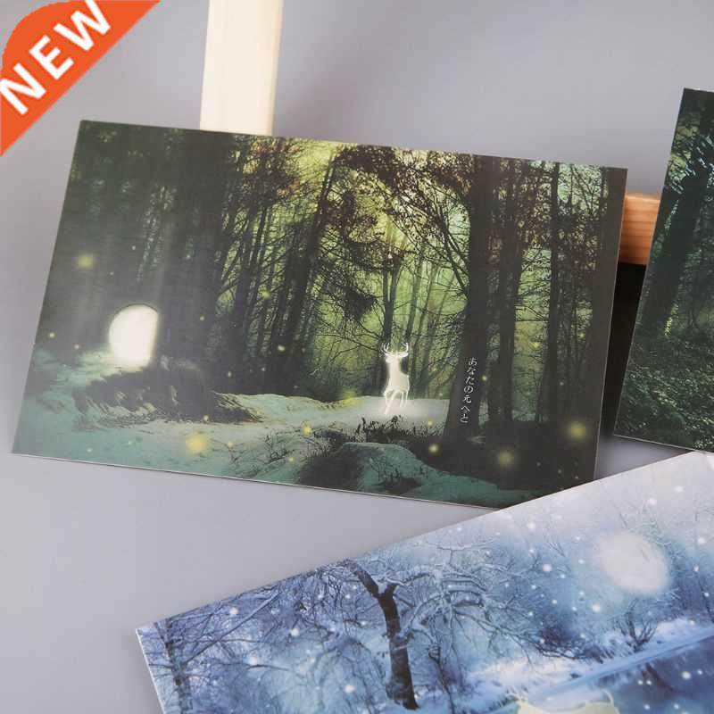 0pcs vintage luminous postcard glow in the dark forest stre