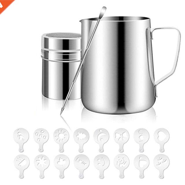 1Set Milk Frothing Pitcher 12Oz/350Ml, Stainless Steel Steam