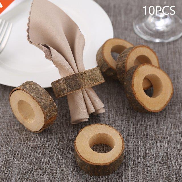 10 Pcs Handcrafted Rustic Wooden Napkin Holder Wedding Suppl