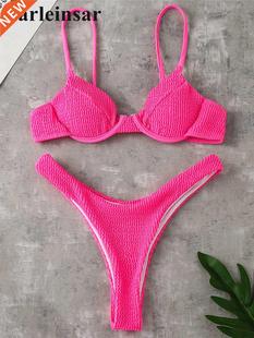 High Cut Bikini New Female Underwired Swimsuit Swimwe Ribbed