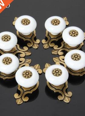 8Pcs White Furniture Handle Ceramic Cabinet Knobs and Handle