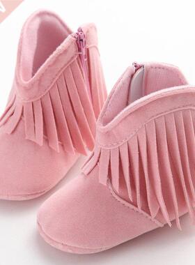 Moccasin Baby Kids Girls Solid Fringe Boots Shoes Infant Sof