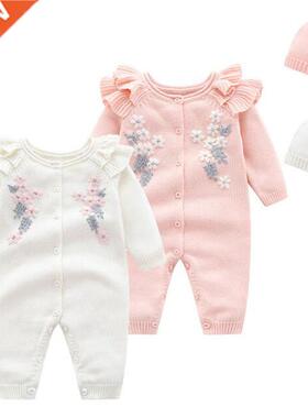 Kids New 2021 Spring Autumn Girl Embroidery Rompers + Hat Ba