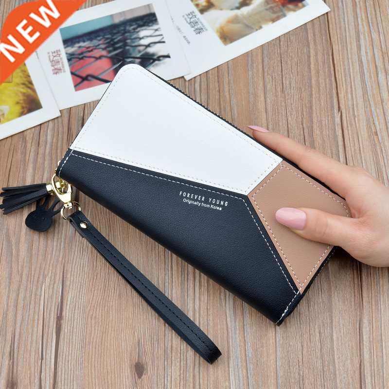 Geometric Luxury PU Leather Women Long Zipper Coin Purses Ta