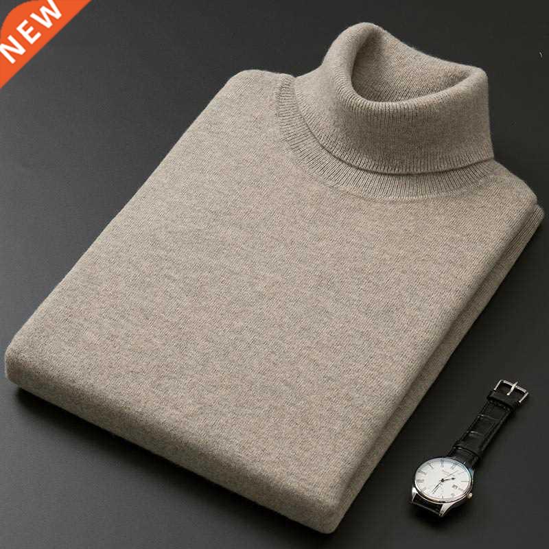 Cashmere Cotton Blend Turtleneck Men Pullovers 2021 Autumn W