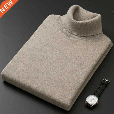 Cashmere Cotton Blend Turtleneck Men Pullovers 2021 Autumn W