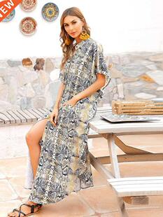 Cover-ups 2022 Kaftan Beach Print SnakeSkin Swimsuit Cover U