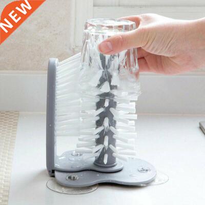 Wall Bottle Brush Cup Scrubbing PVC+PP Lazy Kitchen Cleaner