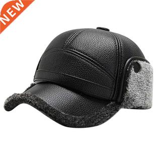 Hats Fashion Cap Warm Outdo Baseball Winter Leather Keep Men