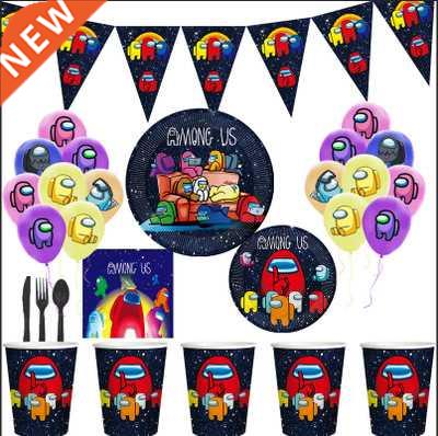 New Arrival Among Us Theme Birthday Party Cartoon Tableware