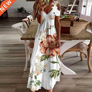 Women Summer Dress 2022 Bohemian Maxi Dres Hollow Out Short