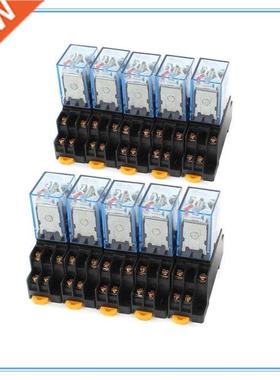 10set MY4NJ HH54PL DC 12/24/110/220V Coil 4NO 4NC Green LED