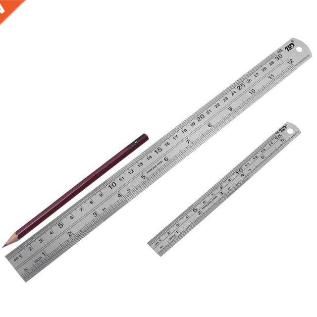 2PCS Stainless Steel Ruler and Metal Rule Kit 30cm 15cm 12in