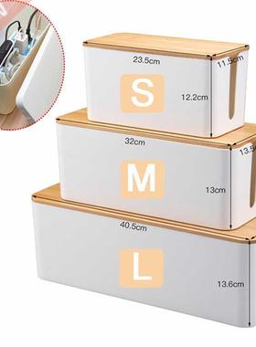 Cable Storage Box Wooden Power Line Storage Case Dustproof C