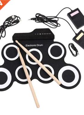 Digital Electronic Roll p Drum Pad Set Kit - Portable Silico