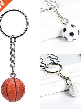 1Pcs Football Basketball Golf ball Pendant Keyring Sports me