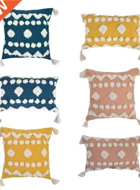 Nordic Style Tufted Fringe Throw Pillow Case Boho Tassel Dia