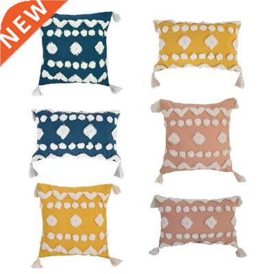 Nordic Style Tufted Fringe Throw Pillow Case Boho Tassel Dia