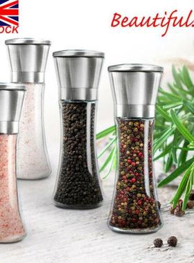Salt and Pepper Grinder Set Ceramic Mills Stainless Steel Sh