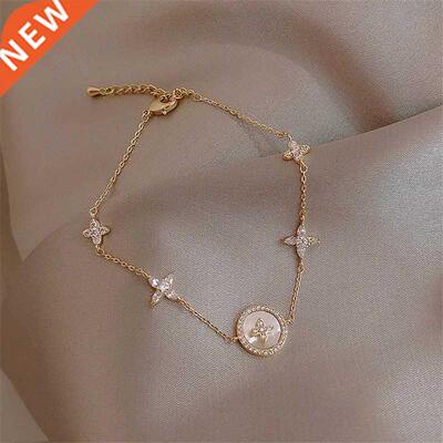 Luxury Fashion Cubic Zirconia Natural Shell Stone Charm Brac