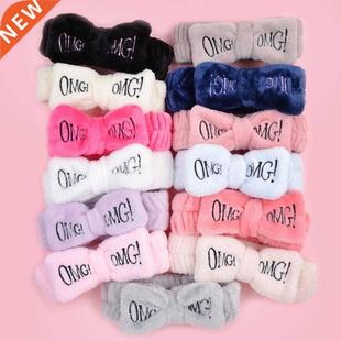 Wash For OMG Hairbands Bow Face Fleece Coral Letter New 2021