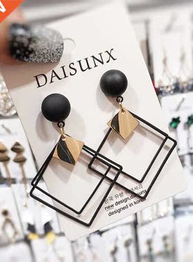 New Spring Summer Black Fashion Geometric Drop Earrings for