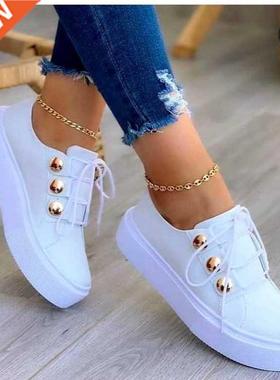 White Shoes Women 2022 Fashion Round Toe Platform Shoes Size