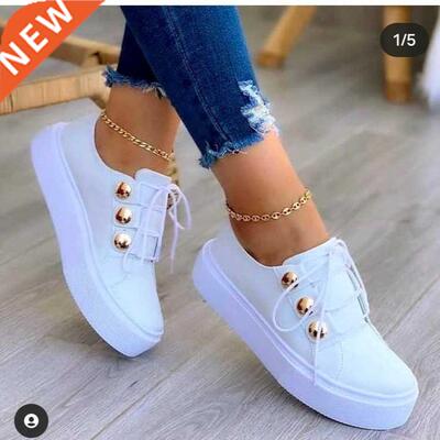White Shoes Women 2022 Fashion Round Toe Platform Shoes Size