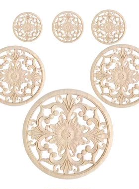 10/12/15/20/24/30cm Carved Unpanted Ornamental Wood Applqu