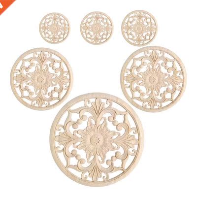 10/12/15/20/24/30cm Carved Unpanted Ornamental Wood Applqu