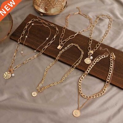 ZOVOLI Vintage Multi Layered Lock Portrait Pearl Round Coin