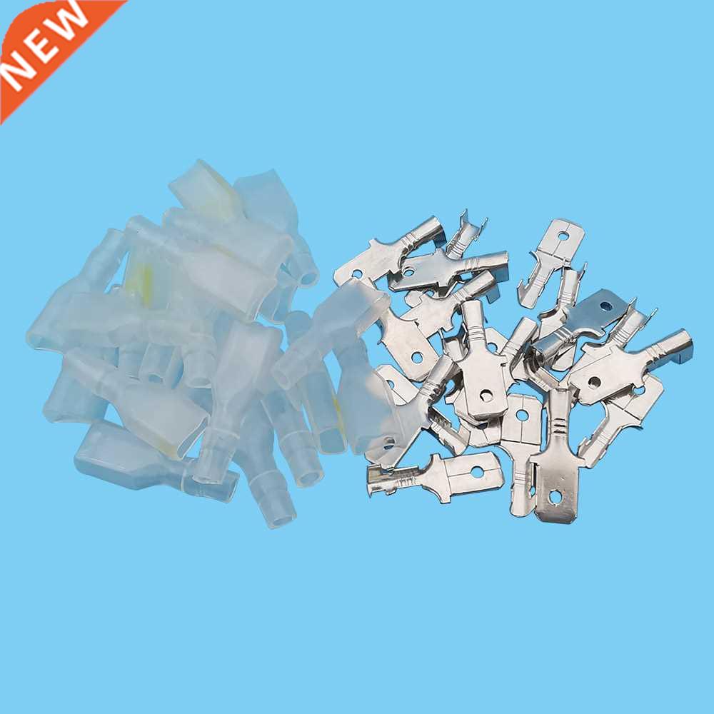 20/50Pair 6.3mm Male Spade Crimp Terminals Sleeves Electrica